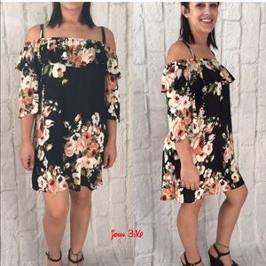 Black floral spaghetti strap dress.